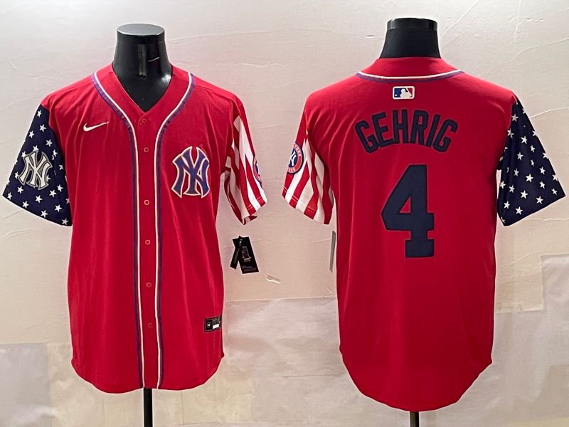 Men New York Yankees 4 Gehrig Red a generation of national flags Jointly Name 2025 Nike MLB Jersey style 6